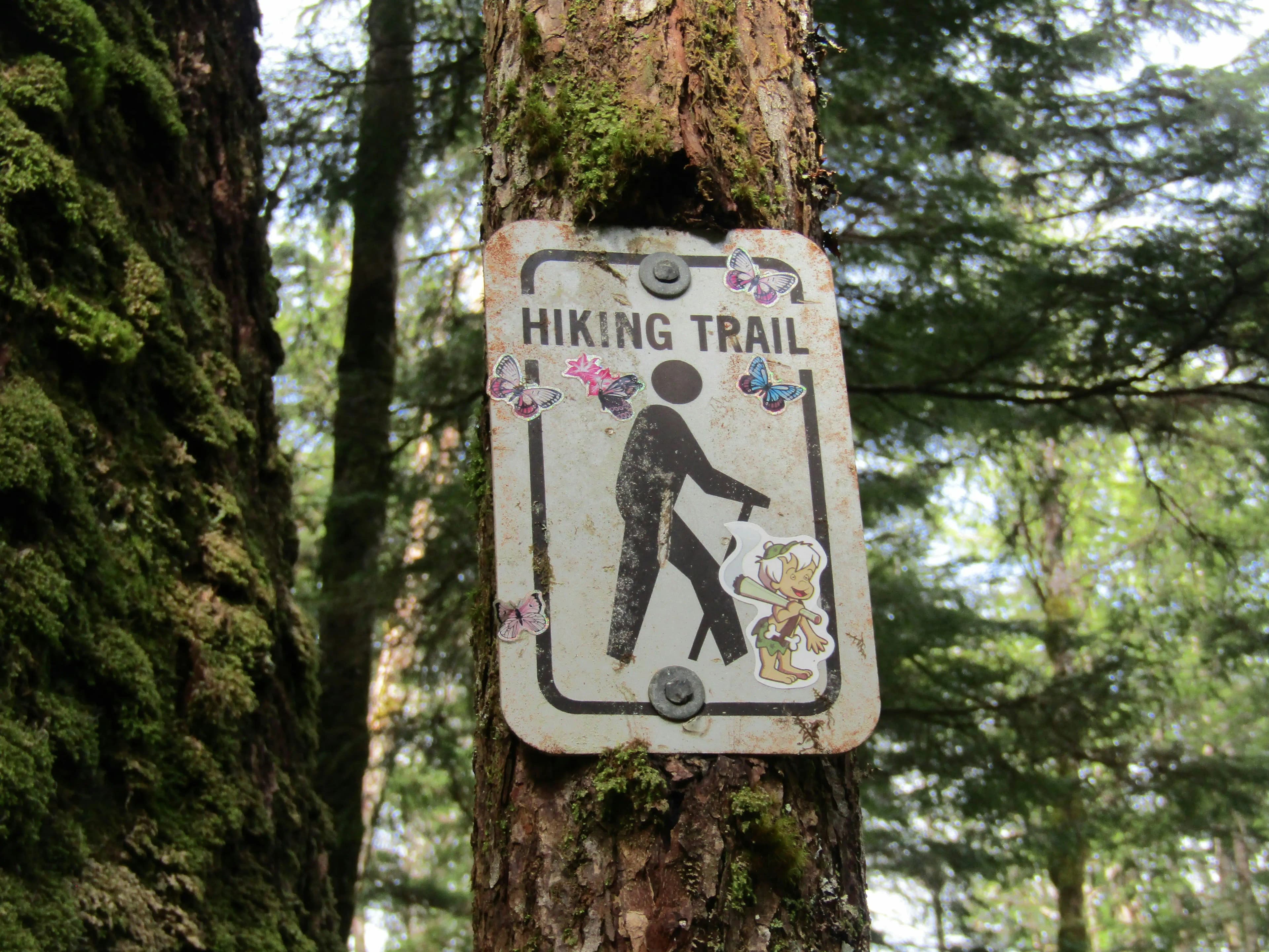 Trail sign on a hiking path