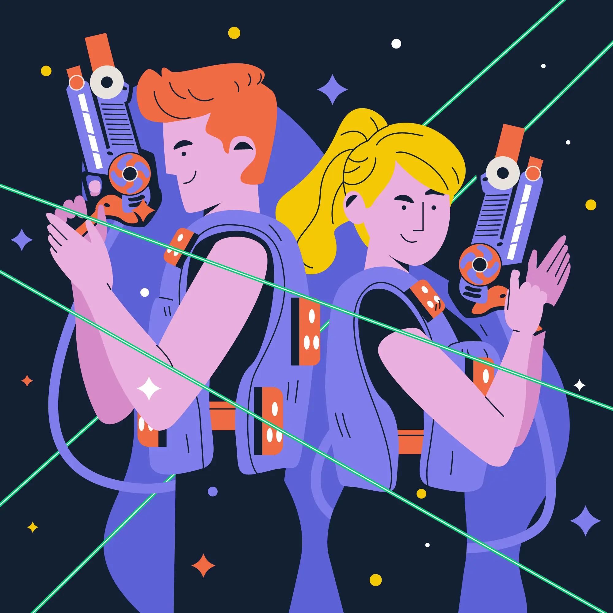 Couple having a laser tag date